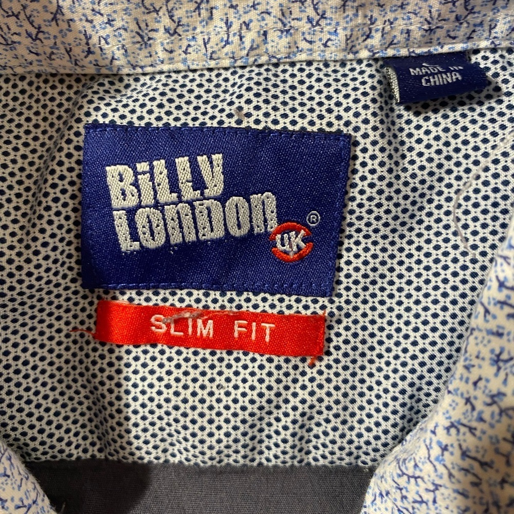 Billy London Slim Fit Dark Blue Casual Button-Down Shirt Large (NL) - Picture 7 of 10